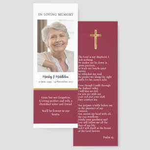 Simple Burgundy Funeral Prayer Card Bookmark