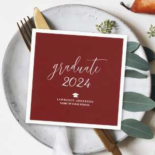 Simple Burgundy Graduate 2024 Graduation Party Napkins