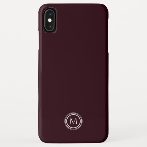 Simple Burgundy  Gray Monogram Medallion iPhone XS Max Case