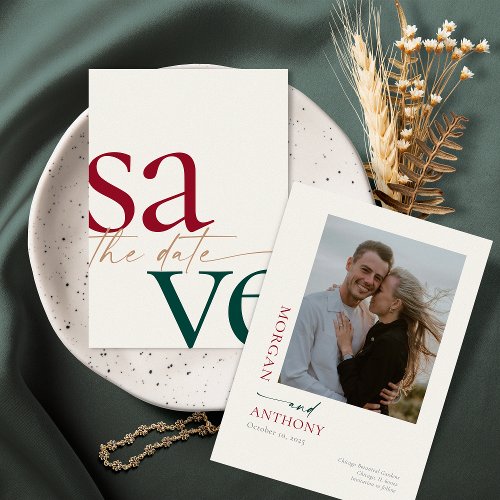 Simple Burgundy Hunter Photo Save The Date
