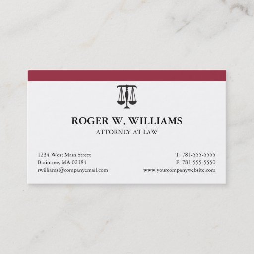 Customizable Clean Attorney Business Card with Justice Scale