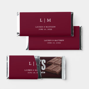 Simple Burgundy Monogram Elegant Wedding Hershey Bar Favors
