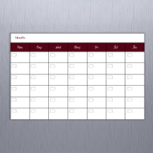 Simple Burgundy Monthly Calendar
