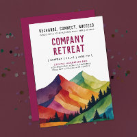 Simple Burgundy Mountain Retreat Forest Watercolor