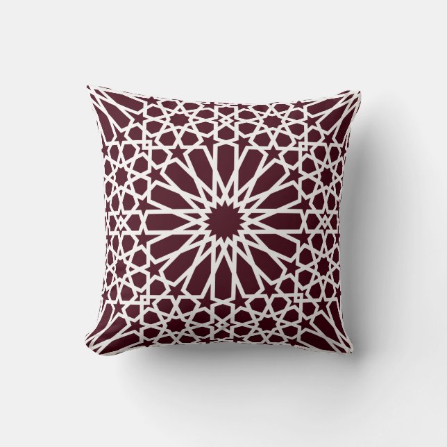 Simple Burgundy Pattern Throw Pillow (Front)