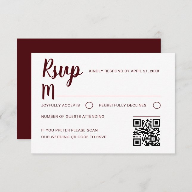 Simple Burgundy RSVP Wedding  (Front/Back)