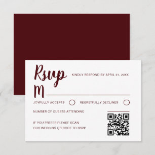 Simple Burgundy RSVP Wedding Card