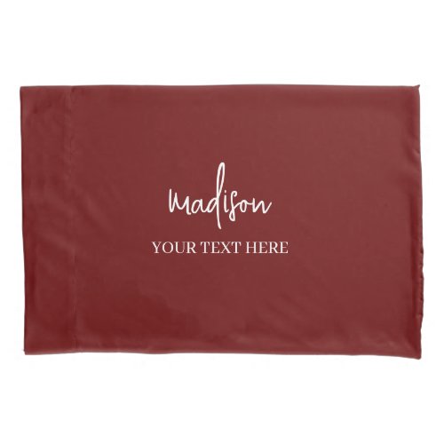 Simple burgundy Signature With Text  Pillow Case
