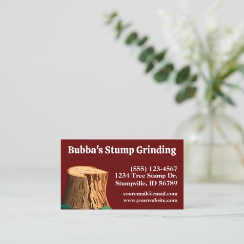 Simple Burgundy Stump Grinding Business Card