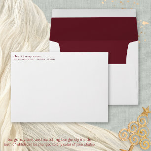 Simple Burgundy Typography Return Address Envelope