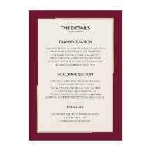 Simple Burgundy Wedding Details Enclosure Card