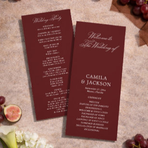 Simple Burgundy Wedding Flat Program
