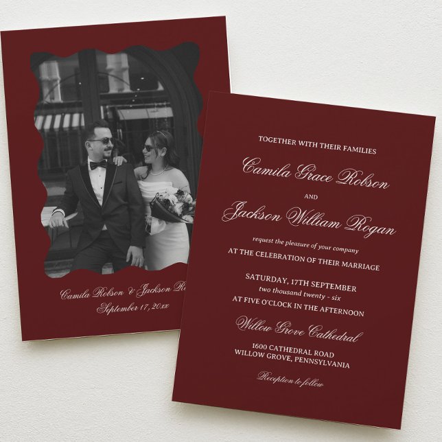 Simple Burgundy Wedding  Invitation (Creator Uploaded)