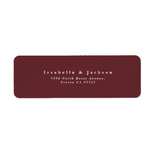 Simple Burgundy  Wedding Return Address Label