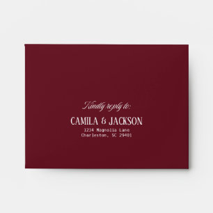 Simple Burgundy Wedding RSVP Envelope
