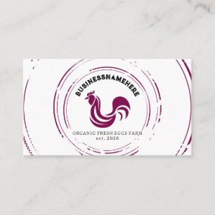 Simple Burgundy White Chicken QR Code Business Card