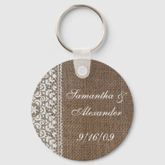 Simple Burlap and Lace Keychain