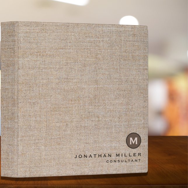 Simple Burlap Monogram 3 Ring Binder (Creator Uploaded)