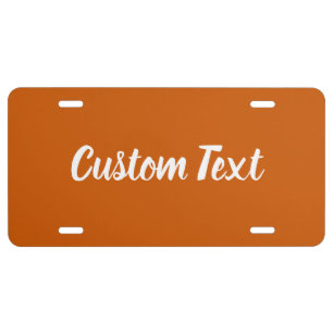 Simple Burnt Orange and White Script Text Template License Plate
