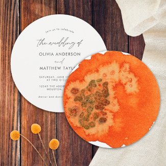 Simple Burnt Orange Elegant Watercolor Wedding