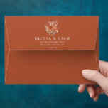 Simple Burnt Orange Terracotta Florals Wedding Envelope<br><div class="desc">A minimalist boho botanicals terracotta wedding envelope. Which features fall autumn burnt orange color . With white personalized name and return address . And nice pretty and classy line art floral bouquet .</div>