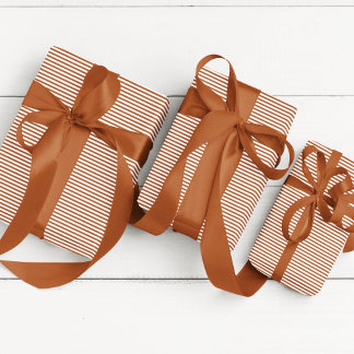 Simple Burnt Orange Thin Striped Wrapping Paper