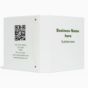 simple business add your name text q r code 3 ring binder