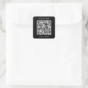 Simple Business Black QR Code Square Sticker
