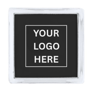Simple Business Brand Custom Logo  Black Silver Finish Lapel Pin