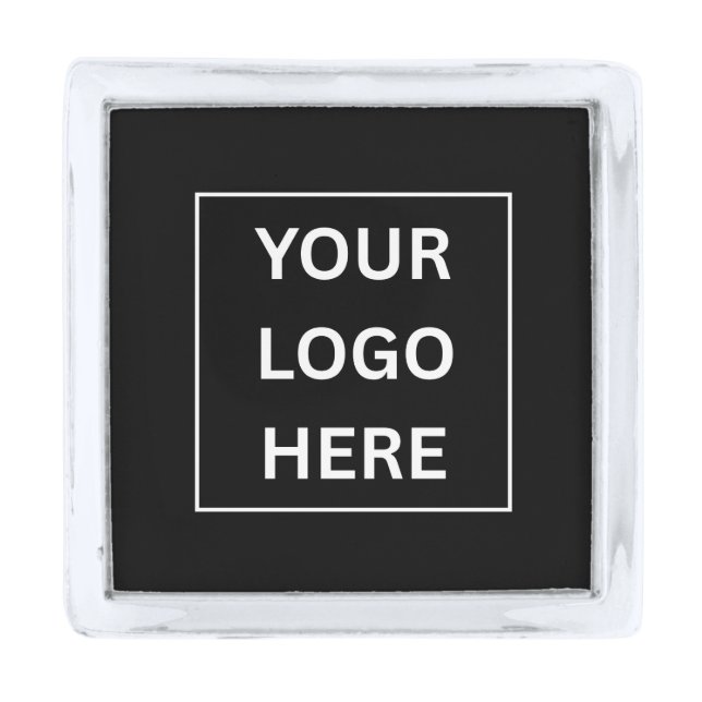 Simple Business Brand Custom Logo  Black Silver Finish Lapel Pin (Front)