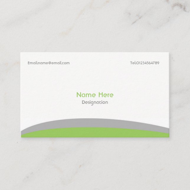 Simple Business Card- Green & Grey Business Card (Front)