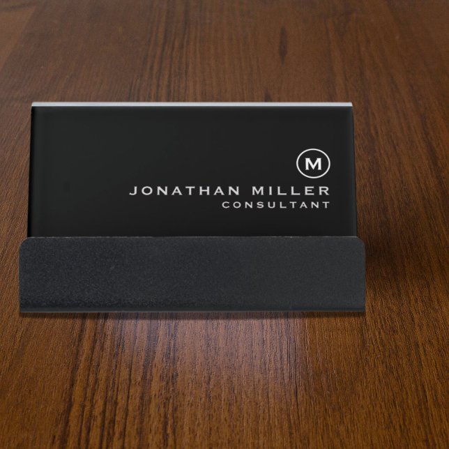 Simple Business Card Holder Black White Monogram (Creator Uploaded)