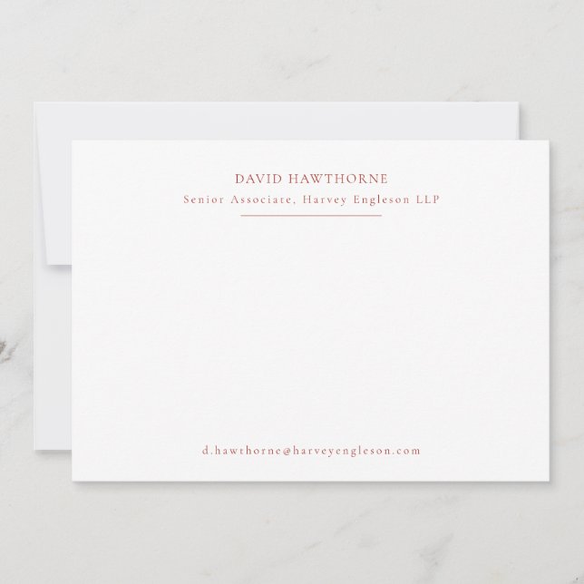 Simple Business Cherry Red Correspondence Note Card (Front)
