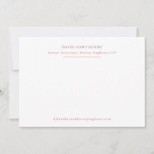 Simple Business Cherry Red Correspondence Note Card