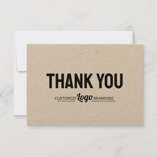 Simple Business Company Branding Logo Kraft Thank You Card