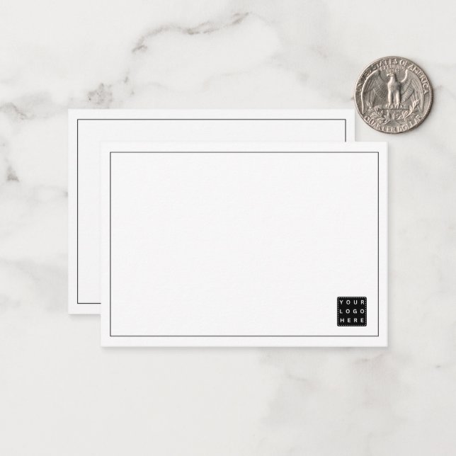 Simple Business Company Logo Branded Professional Note Card (Front/Back In Situ)