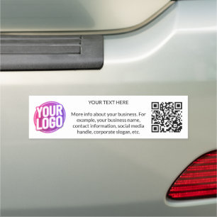 Simple Business Company Team Logo & QR Code & Text Car Magnet