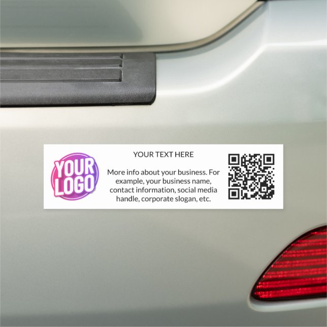 Simple Business Company Team Logo & QR Code & Text Car Magnet (In Situ)