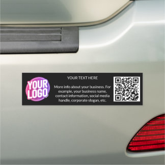 Simple Business Company Team Logo & QR Code & Text Car Magnet