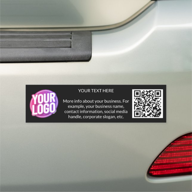 Simple Business Company Team Logo & QR Code & Text Car Magnet (In Situ)