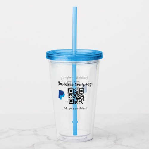 Simple business company website barcode QR add nam Acrylic Tumbler