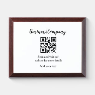 Simple business company website barcode QR add nam Award Plaque