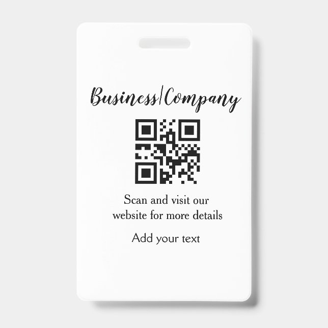 Simple business company website barcode QR add nam Badge (Front)