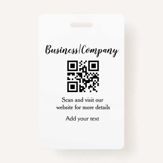 Simple business company website barcode QR add nam Badge (Front)