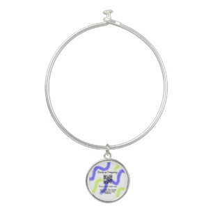 Simple business company website barcode QR add nam Bangle Bracelet