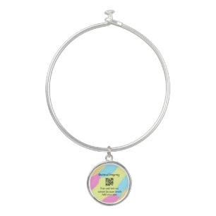 Simple business company website barcode QR add nam Bangle Bracelet