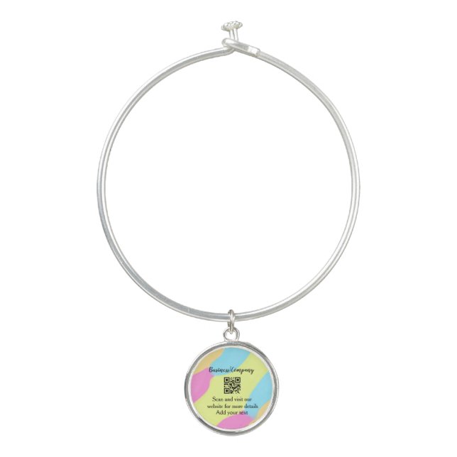 Simple business company website barcode QR add nam Bangle Bracelet (Front)