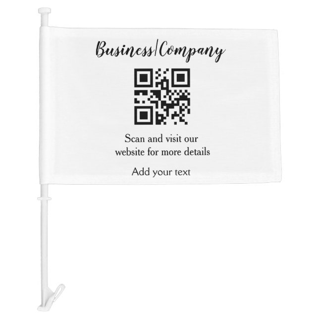 Simple business company website barcode QR add nam Car Flag (Front)