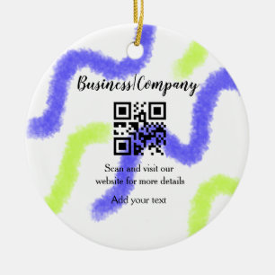 Simple business company website barcode QR add nam Ceramic Ornament