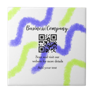Simple business company website barcode QR add nam Ceramic Tile
